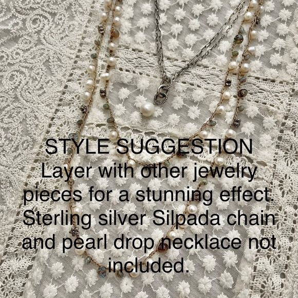 ARTISAN Necklace “Pearls in the Mist” on Sepia Long Crocheted Wrap - Picture 11 of 14